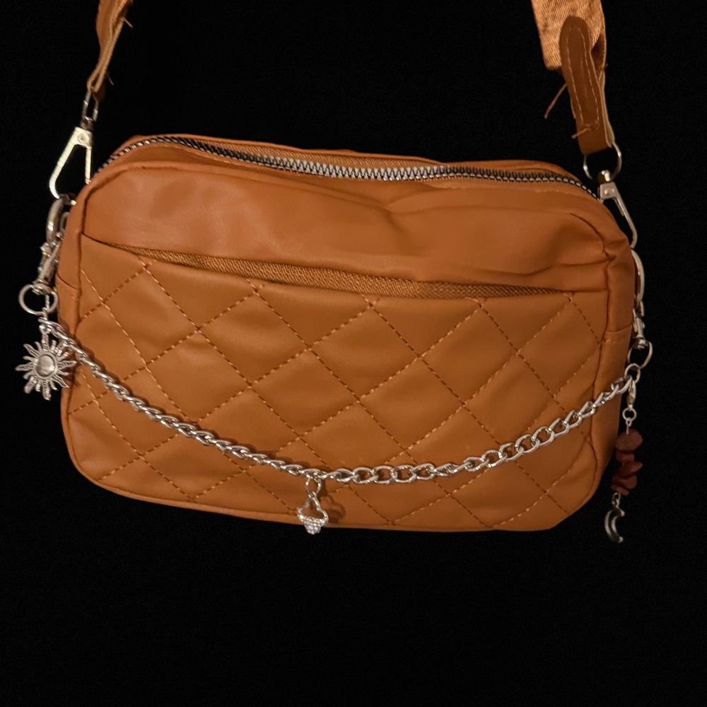 Quilted Tan Crossbody Bag